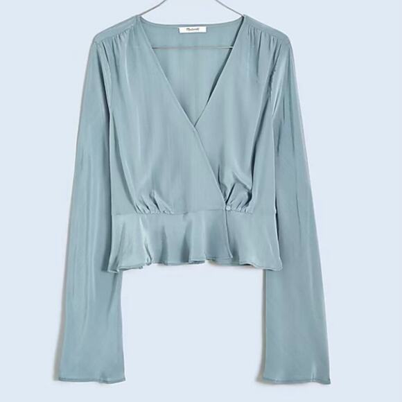 Madewell Tops - Madewell Dusty Blue Wrap Blouse